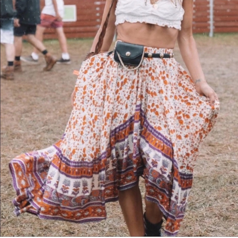 Spell and the Gypsy Castaway Gypsy Love Skirt Orange Blossom Size Small Hi-Low - Picture 5 of 15
